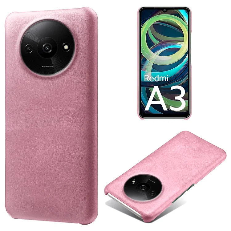 For Xiaomi Redmi A3 / Poco C61 4G Case Calf Texture Leather Coated PC Shell Slim Cover