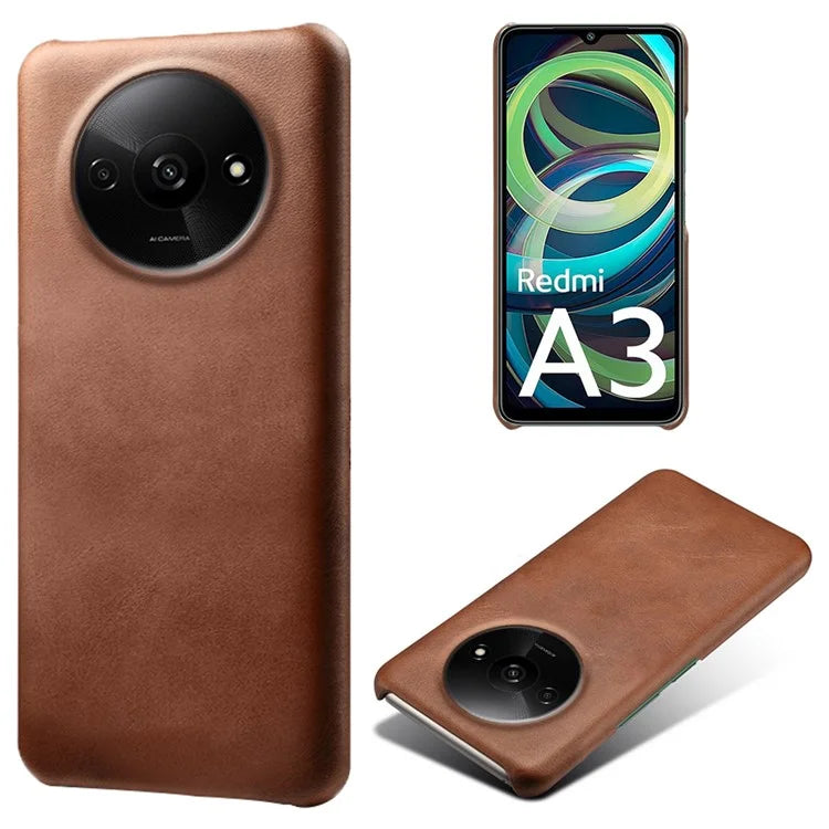 For Xiaomi Redmi A3 / Poco C61 4G Case Calf Texture Leather Coated PC Shell Slim Cover