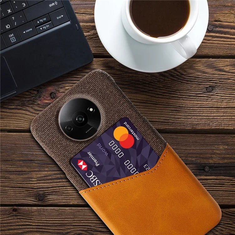 For Xiaomi Redmi A3 / Poco C61 4G Protective Case Card Slot PU+PC Phone Cover