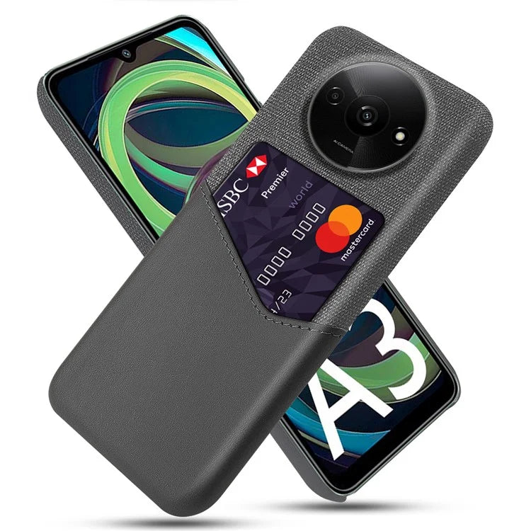 For Xiaomi Redmi A3 / Poco C61 4G Protective Case Card Slot PU+PC Phone Cover