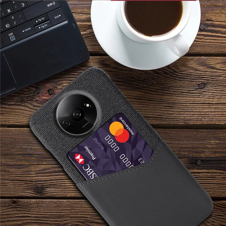 For Xiaomi Redmi A3 / Poco C61 4G Protective Case Card Slot PU+PC Phone Cover