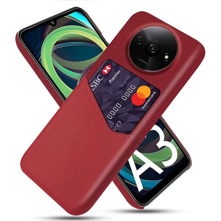 For Xiaomi Redmi A3 / Poco C61 4G Protective Case Card Slot PU+PC Phone Cover