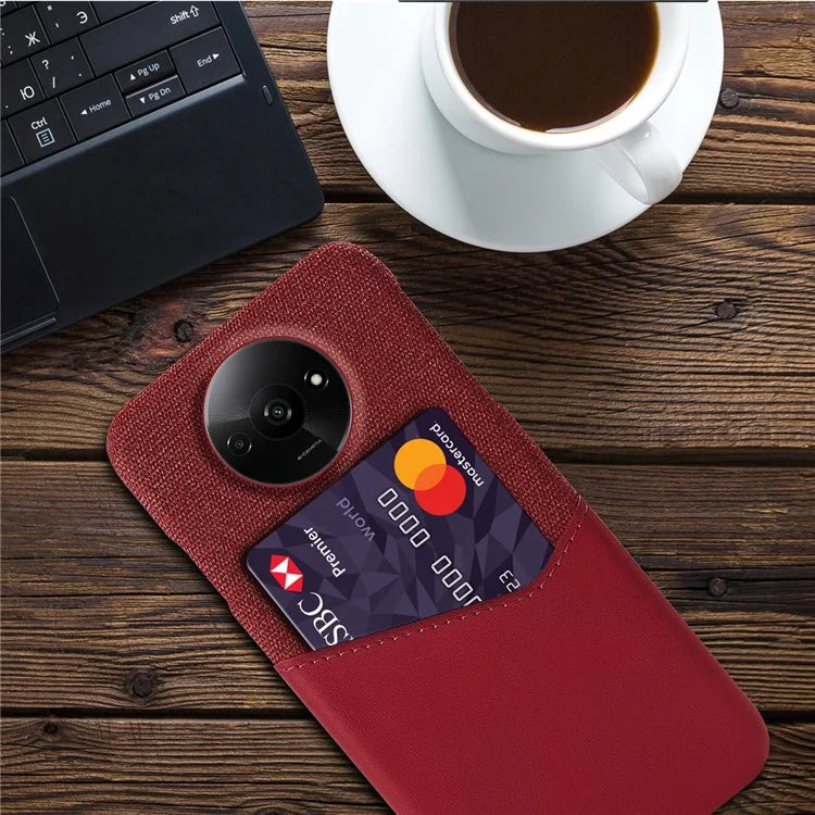 For Xiaomi Redmi A3 / Poco C61 4G Protective Case Card Slot PU+PC Phone Cover
