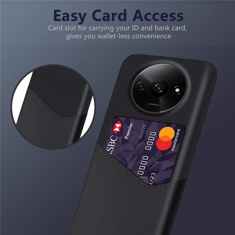 For Xiaomi Redmi A3 / Poco C61 4G Protective Case Card Slot PU+PC Phone Cover