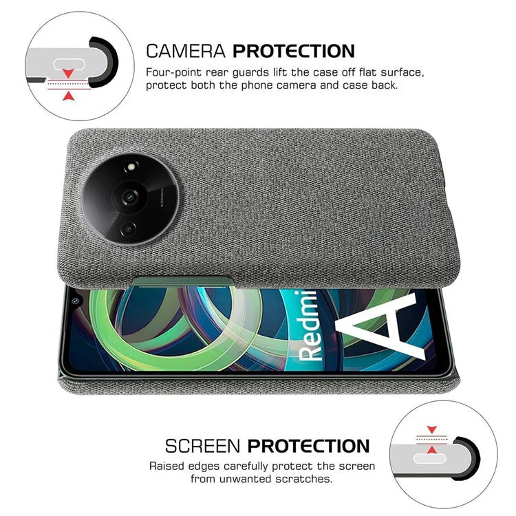 For Xiaomi Redmi A3 / Poco C61 4G Cell Phone Case Cloth+PC Drop-resistant Cover