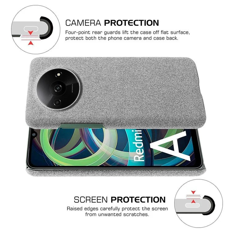 For Xiaomi Redmi A3 / Poco C61 4G Cell Phone Case Cloth+PC Drop-resistant Cover
