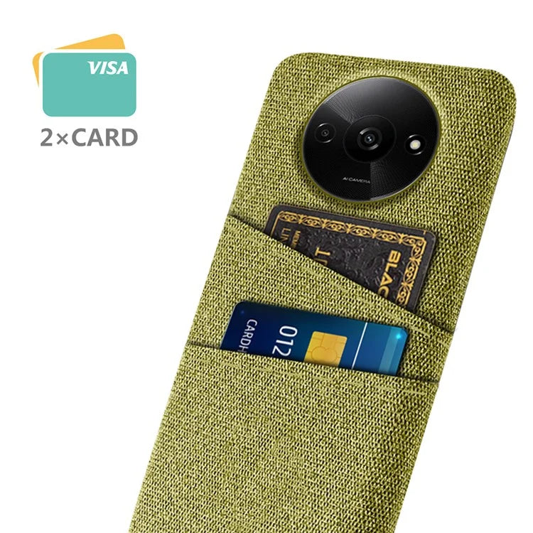 For Xiaomi Redmi A3 / Poco C61 4G Card Holders Case Non-slip Texture Cloth+PC Phone Cover