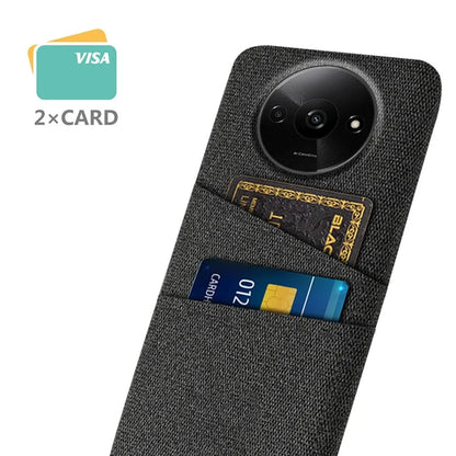 For Xiaomi Redmi A3 / Poco C61 4G Card Holders Case Non-slip Texture Cloth+PC Phone Cover