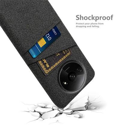 For Xiaomi Redmi A3 / Poco C61 4G Card Holders Case Non-slip Texture Cloth+PC Phone Cover