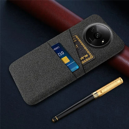 For Xiaomi Redmi A3 / Poco C61 4G Card Holders Case Non-slip Texture Cloth+PC Phone Cover
