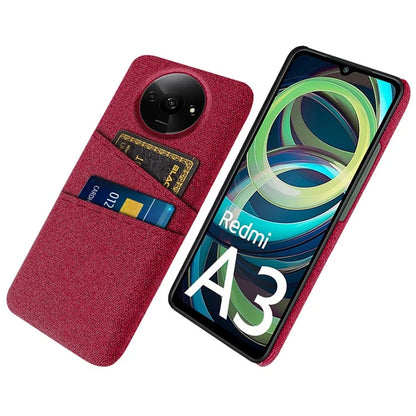 For Xiaomi Redmi A3 / Poco C61 4G Card Holders Case Non-slip Texture Cloth+PC Phone Cover