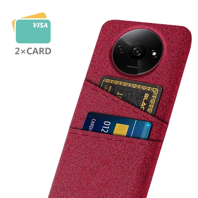 For Xiaomi Redmi A3 / Poco C61 4G Card Holders Case Non-slip Texture Cloth+PC Phone Cover