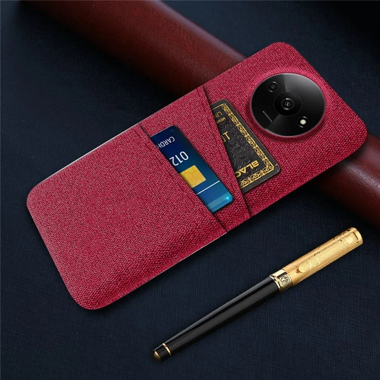 For Xiaomi Redmi A3 / Poco C61 4G Card Holders Case Non-slip Texture Cloth+PC Phone Cover