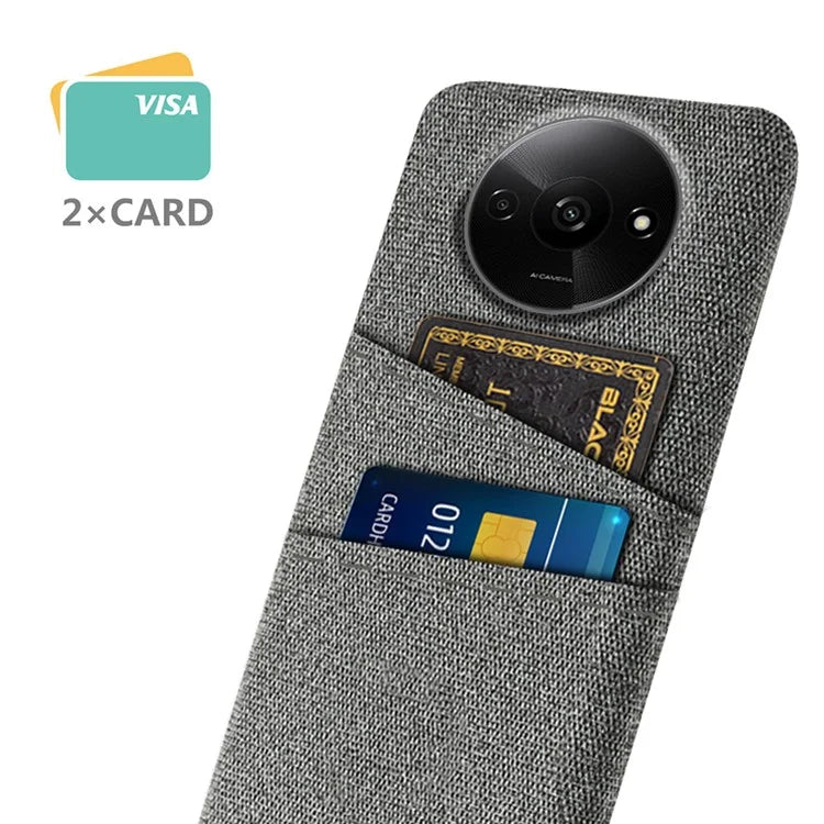 For Xiaomi Redmi A3 / Poco C61 4G Card Holders Case Non-slip Texture Cloth+PC Phone Cover