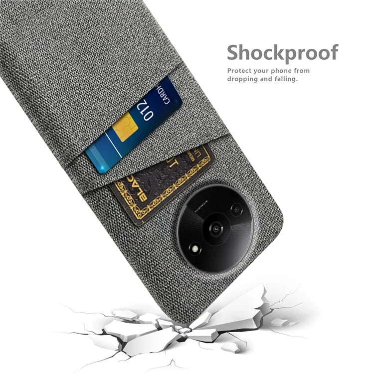 For Xiaomi Redmi A3 / Poco C61 4G Card Holders Case Non-slip Texture Cloth+PC Phone Cover