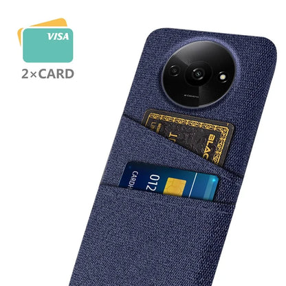 For Xiaomi Redmi A3 / Poco C61 4G Card Holders Case Non-slip Texture Cloth+PC Phone Cover