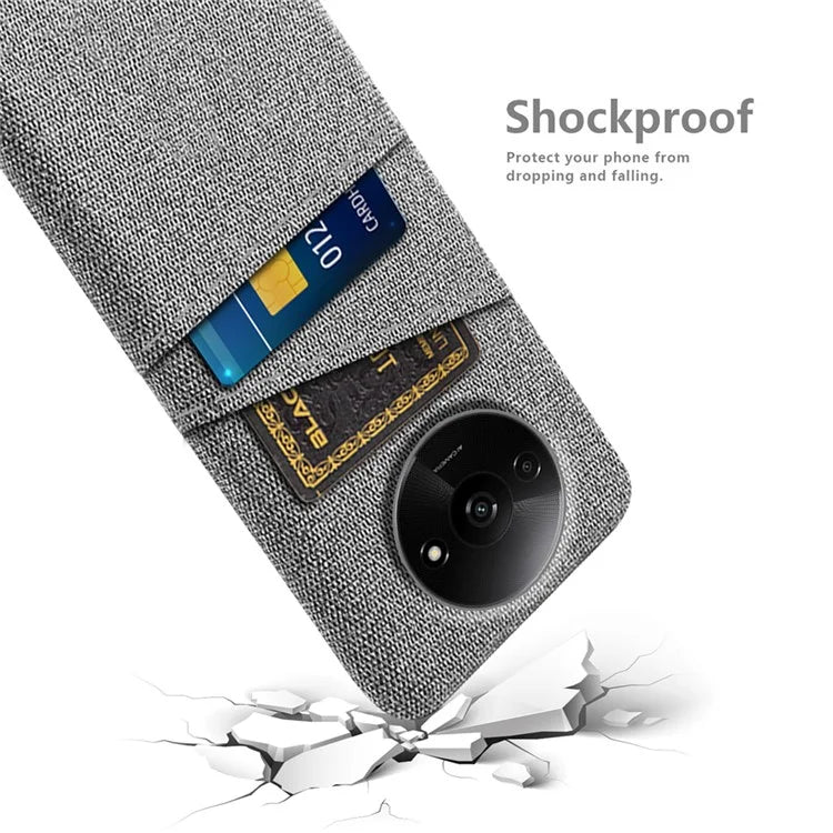 For Xiaomi Redmi A3 / Poco C61 4G Card Holders Case Non-slip Texture Cloth+PC Phone Cover