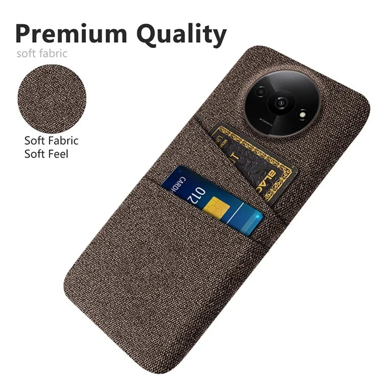 For Xiaomi Redmi A3 / Poco C61 4G Card Holders Case Non-slip Texture Cloth+PC Phone Cover