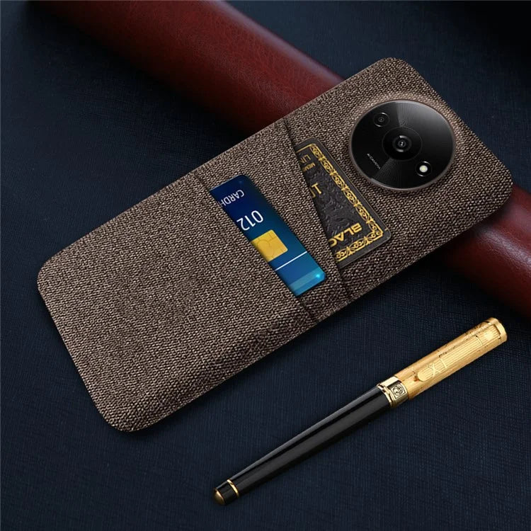 For Xiaomi Redmi A3 / Poco C61 4G Card Holders Case Non-slip Texture Cloth+PC Phone Cover