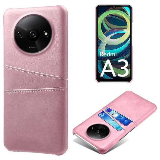 For Xiaomi Redmi A3 / Poco C61 4G Case Card Slots PU Leather Coated PC Hard Phone Cover