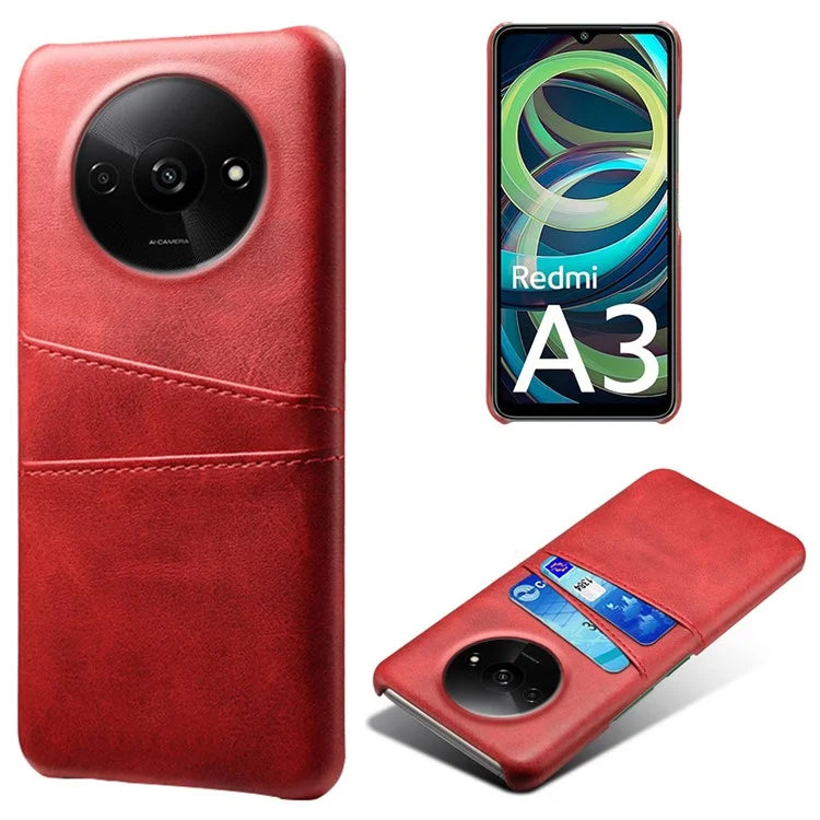For Xiaomi Redmi A3 / Poco C61 4G Case Card Slots PU Leather Coated PC Hard Phone Cover