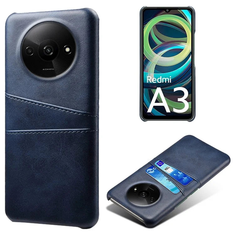 For Xiaomi Redmi A3 / Poco C61 4G Case Card Slots PU Leather Coated PC Hard Phone Cover
