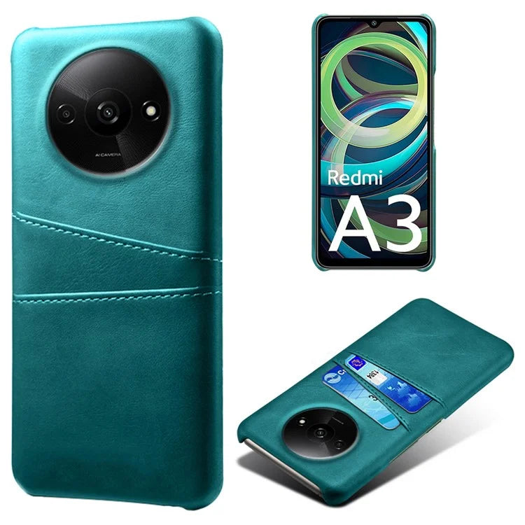 For Xiaomi Redmi A3 / Poco C61 4G Case Card Slots PU Leather Coated PC Hard Phone Cover