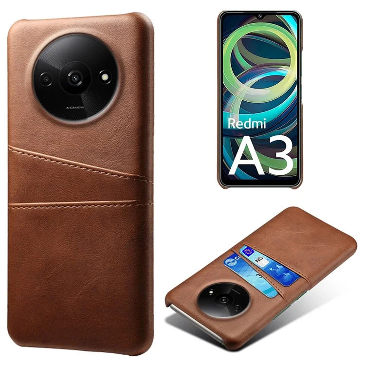 For Xiaomi Redmi A3 / Poco C61 4G Case Card Slots PU Leather Coated PC Hard Phone Cover