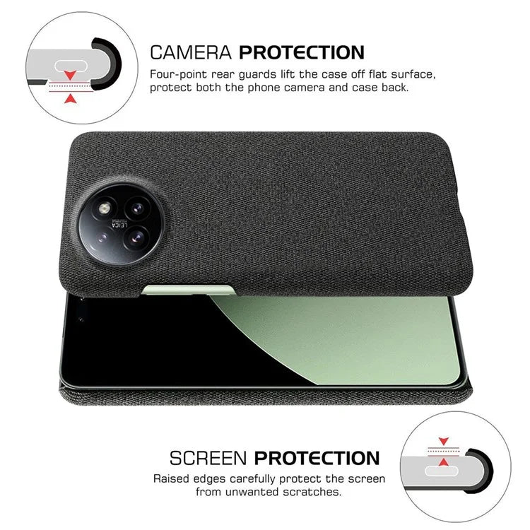 For Xiaomi Civi 4 Pro 5G / 14 Civi 5G Shockproof Case Solid Color Fabric Cloth+PC Phone Cover