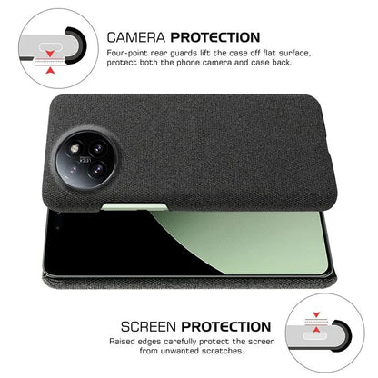 For Xiaomi Civi 4 Pro 5G / 14 Civi 5G Shockproof Case Solid Color Fabric Cloth+PC Phone Cover