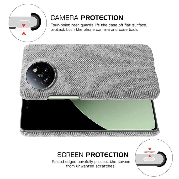 For Xiaomi Civi 4 Pro 5G / 14 Civi 5G Shockproof Case Solid Color Fabric Cloth+PC Phone Cover