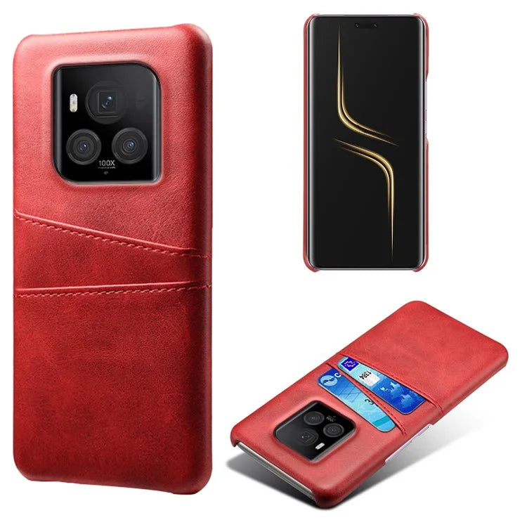 For Honor Magic6 Ultimate 5G Case with 2 Card Slots Dual Layer PU Leather+PC Phone Cover