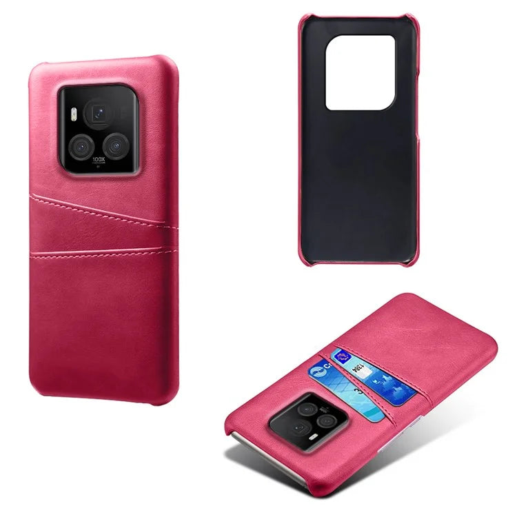 For Honor Magic6 Ultimate 5G Case with 2 Card Slots Dual Layer PU Leather+PC Phone Cover