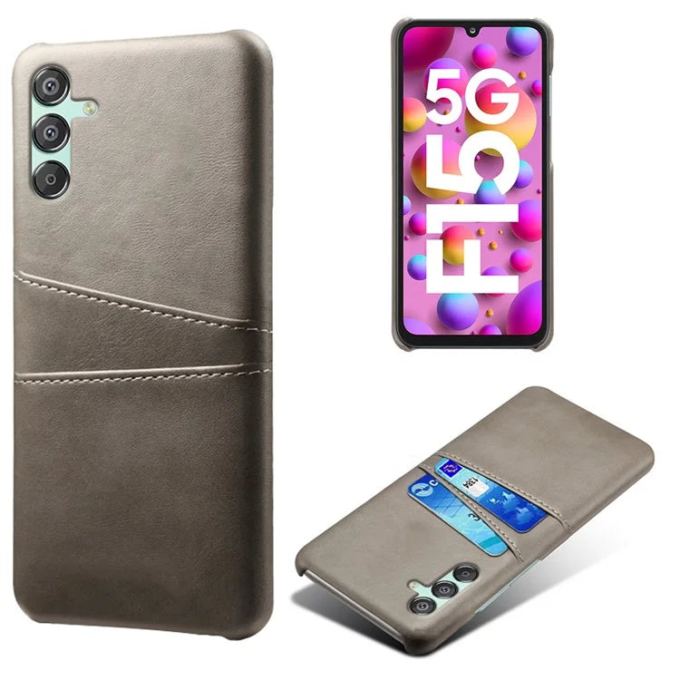 For Samsung Galaxy F15 5G / M15 5G Case PU Leather Hard PC Shockproof Shell with 2 Card Slots