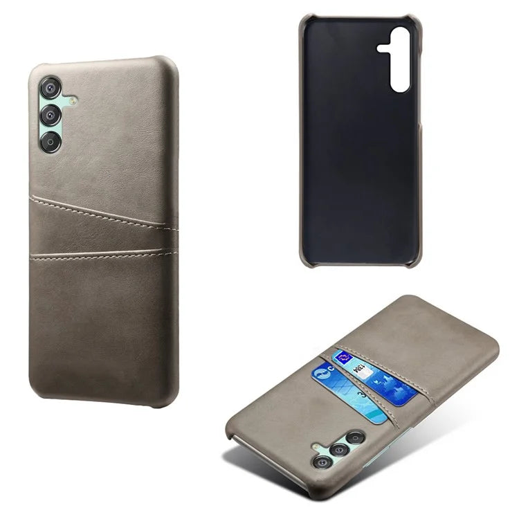 For Samsung Galaxy F15 5G / M15 5G Case PU Leather Hard PC Shockproof Shell with 2 Card Slots