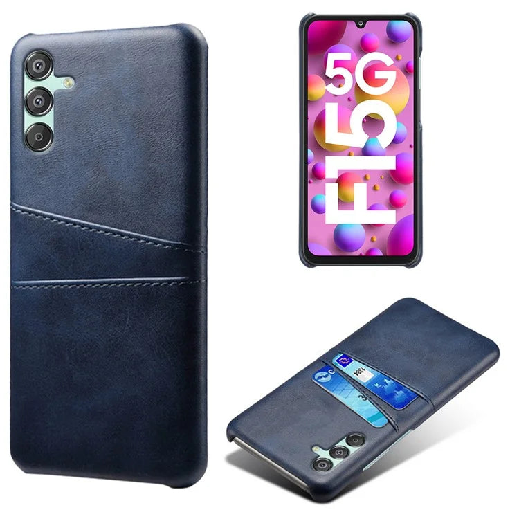 For Samsung Galaxy F15 5G / M15 5G Case PU Leather Hard PC Shockproof Shell with 2 Card Slots