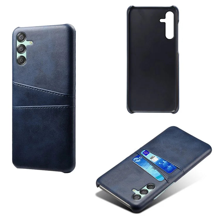For Samsung Galaxy F15 5G / M15 5G Case PU Leather Hard PC Shockproof Shell with 2 Card Slots