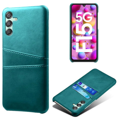 For Samsung Galaxy F15 5G / M15 5G Case PU Leather Hard PC Shockproof Shell with 2 Card Slots