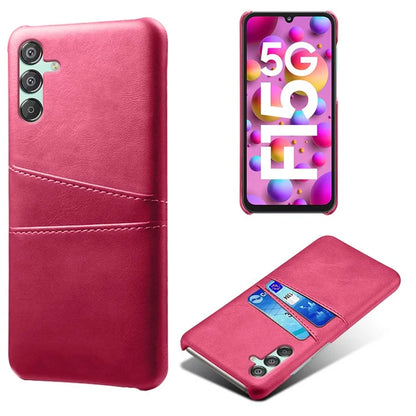 For Samsung Galaxy F15 5G / M15 5G Case PU Leather Hard PC Shockproof Shell with 2 Card Slots