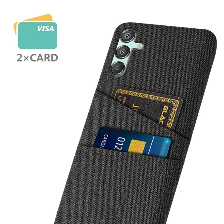 For Samsung Galaxy F15 5G / M15 5G Case Cloth+PC Cell Phone Basic Back Cover with 2 Card Slots