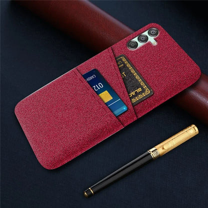For Samsung Galaxy F15 5G / M15 5G Case Cloth+PC Cell Phone Basic Back Cover with 2 Card Slots