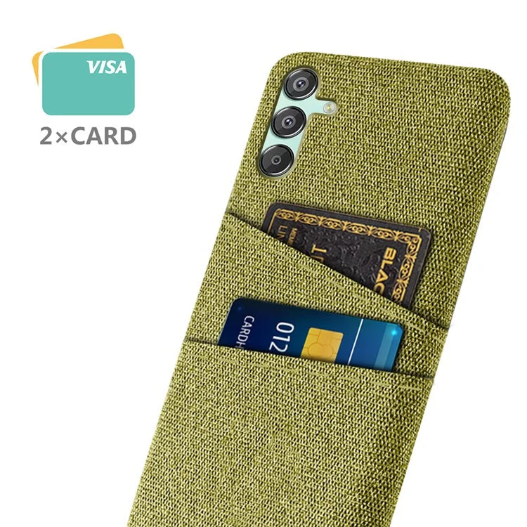 For Samsung Galaxy F15 5G / M15 5G Case Cloth+PC Cell Phone Basic Back Cover with 2 Card Slots