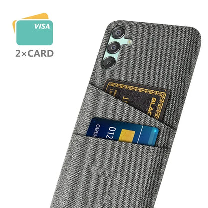 For Samsung Galaxy F15 5G / M15 5G Case Cloth+PC Cell Phone Basic Back Cover with 2 Card Slots