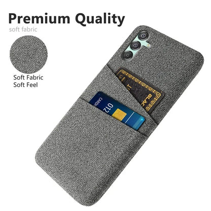 For Samsung Galaxy F15 5G / M15 5G Case Cloth+PC Cell Phone Basic Back Cover with 2 Card Slots