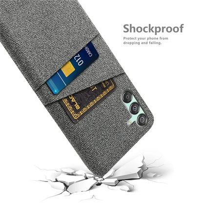 For Samsung Galaxy F15 5G / M15 5G Case Cloth+PC Cell Phone Basic Back Cover with 2 Card Slots
