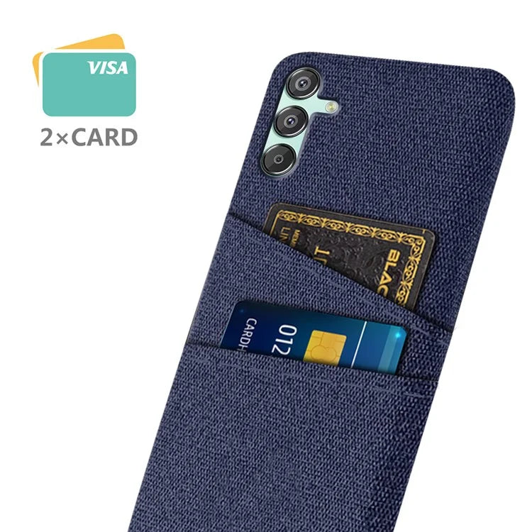 For Samsung Galaxy F15 5G / M15 5G Case Cloth+PC Cell Phone Basic Back Cover with 2 Card Slots