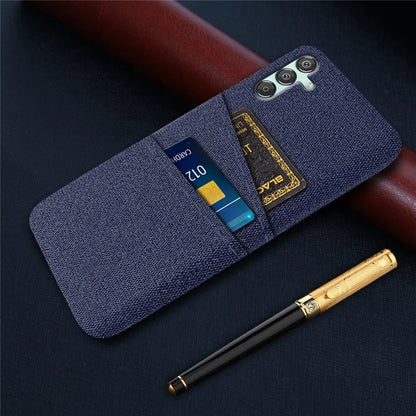 For Samsung Galaxy F15 5G / M15 5G Case Cloth+PC Cell Phone Basic Back Cover with 2 Card Slots