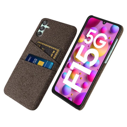 For Samsung Galaxy F15 5G / M15 5G Case Cloth+PC Cell Phone Basic Back Cover with 2 Card Slots
