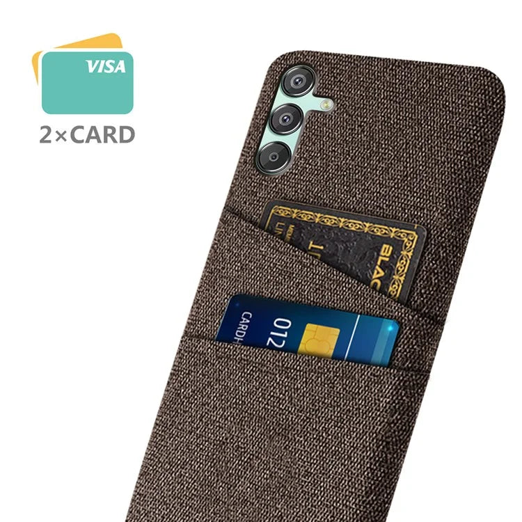 For Samsung Galaxy F15 5G / M15 5G Case Cloth+PC Cell Phone Basic Back Cover with 2 Card Slots