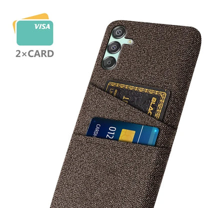 For Samsung Galaxy F15 5G / M15 5G Case Cloth+PC Cell Phone Basic Back Cover with 2 Card Slots